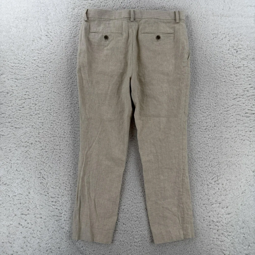 Banana Republic Mens Linen Chino Pants 32x30 Altered 32x27 Beige Herringbone